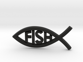 Literal Fish Emblem in Black Natural Versatile Plastic: Medium