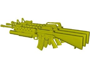 1/15 scale Colt M-16A1 & M-203 rifles x 3 in Clear Ultra Fine Detail Plastic