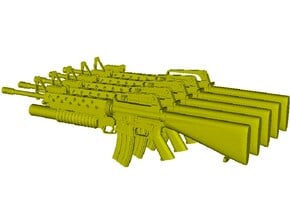 1/16 scale Colt M-16A1 & M-203 rifles x 5 in Smooth Fine Detail Plastic