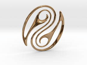Wave Pounamu Pendant in Polished Brass