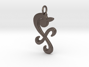 One Piece Nami Tattoo Pendant in Polished Bronzed Silver Steel