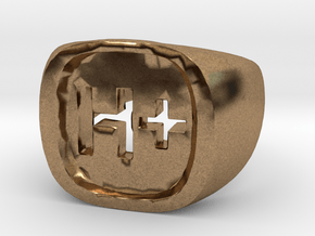 Transhumanist "H Plus" Ring in Natural Brass: 8.5 / 58