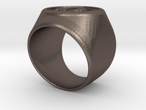 Riga signet Ring 16.5mm diameter in Polished Bronzed Silver Steel