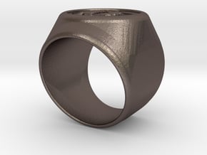 Riga signet Ring 16.5mm diameter in Polished Bronzed Silver Steel
