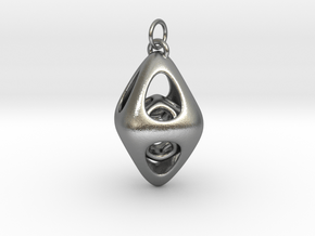 Tetrahedron Cage Pendant  in Natural Silver (Interlocking Parts)