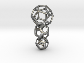 Interlocked Platonic Pendant - 3pts in Polished Silver (Interlocking Parts)