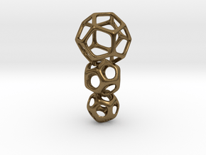 Interlocked Platonic Pendant - 3pts in Natural Bronze (Interlocking Parts)