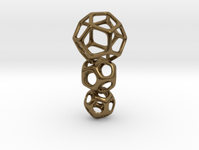 Interlocked Platonic Pendant - 3pts in Polished Bronze (Interlocking Parts)