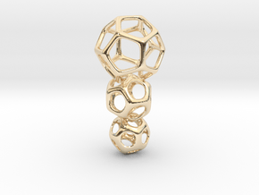 Interlocked Platonic Pendant - 3pts in 14k Gold Plated Brass