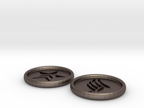 Renegade Paragon Buttons 3 inch in Polished Bronzed Silver Steel