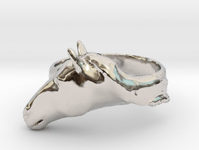Horse Ring - Unspecified Size in Rhodium Plated Brass