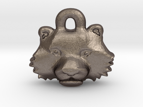 Tiger Face Pendant Charm in Polished Bronzed Silver Steel