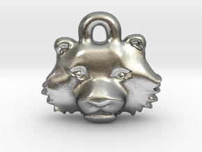 Tiger Face Pendant Charm in Natural Silver
