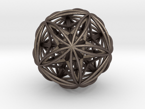 Icosasphere w/Nest Stellated Dodecahedron 1.8" in Polished Bronzed Silver Steel