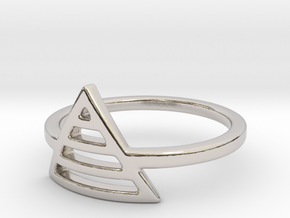 Teepee Stripe Ring in Rhodium Plated Brass: Small