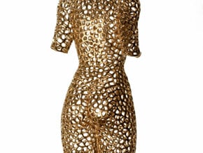 Female Nude Sculpture - Voronoi Mesh in Tan Fine Detail Plastic
