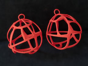 Earrings Spherical Mesh in Red Processed Versatile Plastic