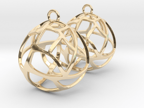 Earrings Spherical Mesh in 14k Gold Plated Brass