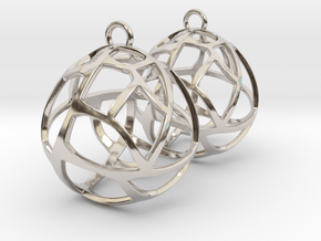 Earrings Spherical Mesh in Rhodium Plated Brass