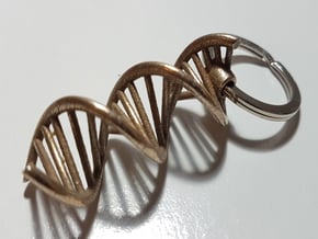 DNA Keychain in Polished Bronzed Silver Steel