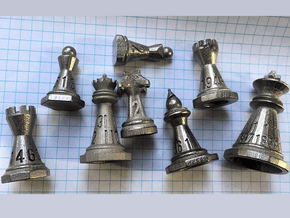 Chess shaped Dice (hollow) in Polished Nickel Steel: Polyhedral Set