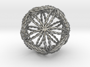 Twisted Icosasphere 1.8" in Natural Silver