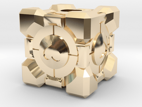 Companion Cube Lanyard Bead in 14K Yellow Gold