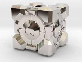 Companion Cube Lanyard Bead in Platinum