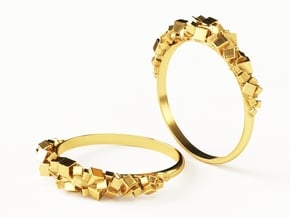 Ring with small boxes US11 Size in Polished Brass: 11 / 64