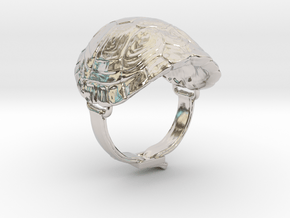 Turtle Ring in Rhodium Plated Brass: 8 / 56.75
