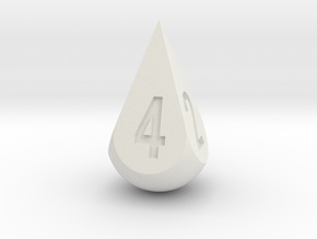Teardrop Dice in White Natural Versatile Plastic: d4