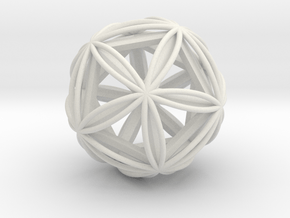 Icosasphere w/ Nested Icosahedron 1.8" in White Natural Versatile Plastic