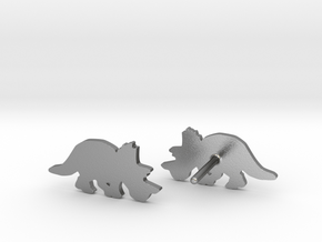 Regaliceratops Earrings in Natural Silver