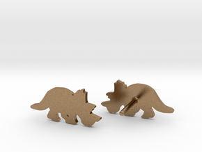 Regaliceratops Earrings in Natural Brass