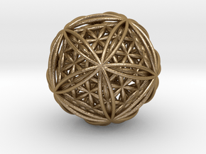 Icosasphere w/Nest Flower of Life Icosahedron 1.8" in Polished Gold Steel