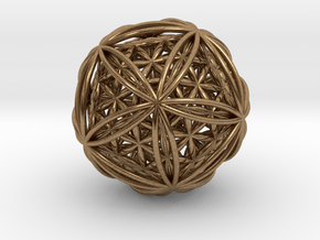 Icosasphere w/Nest Flower of Life Icosahedron 1.8" in Natural Brass