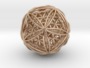 Icosasphere w/Nest Flower of Life Icosahedron 1.8" in 14k Rose Gold