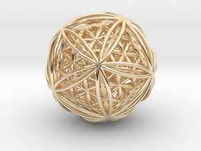 Icosasphere w/Nest Flower of Life Icosahedron 1.8" in 14k Gold Plated Brass