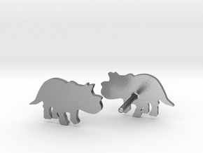 Triceratops Baby Earrings in Natural Silver
