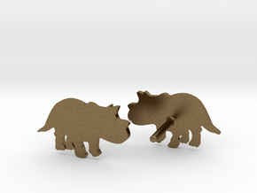 Triceratops Baby Earrings in Natural Bronze