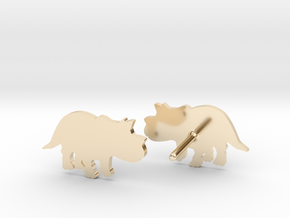 Triceratops Baby Earrings in 14K Yellow Gold