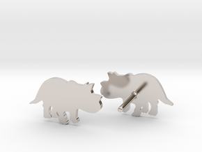 Triceratops Baby Earrings in Platinum