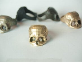 Skull Ring US 10 by Bits to Atoms in Polished Brass