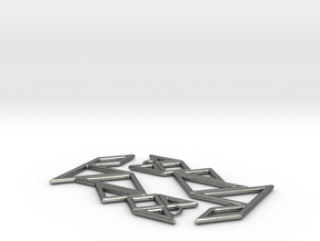 Tangram Cat Earrings in Polished Silver