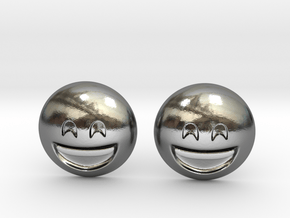 Smiling Emoji with Smiling Eyes in Polished Silver