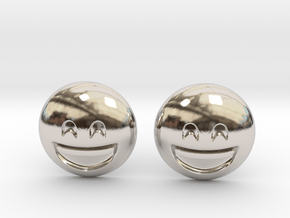 Smiling Emoji with Smiling Eyes in Rhodium Plated Brass