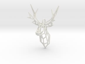 Stag Deer Facing Forward Pendant  in White Natural Versatile Plastic