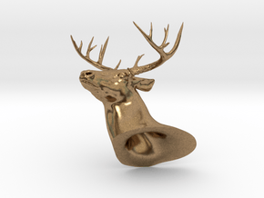 White Tail Deer Mount in Natural Brass