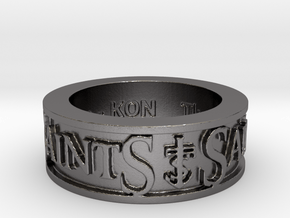 Saints Member Ring Size 10.5 in Polished Nickel Steel