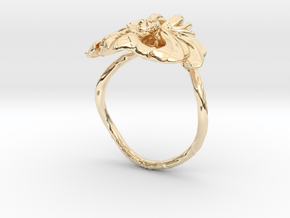 Lotus Ring in 14k Gold Plated Brass: 4 / 46.5